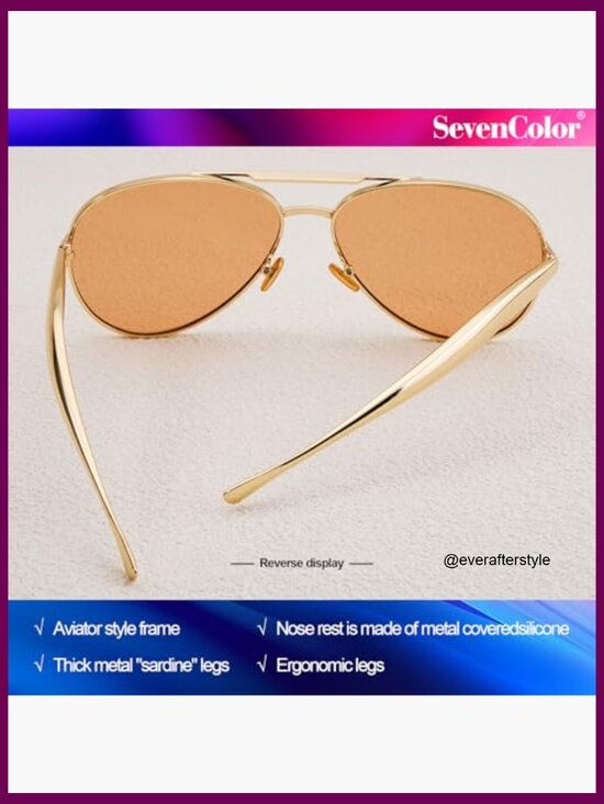 Metal Oversized Aviator Sunglasses UV400 Protection Retro 70s Style main image 7
